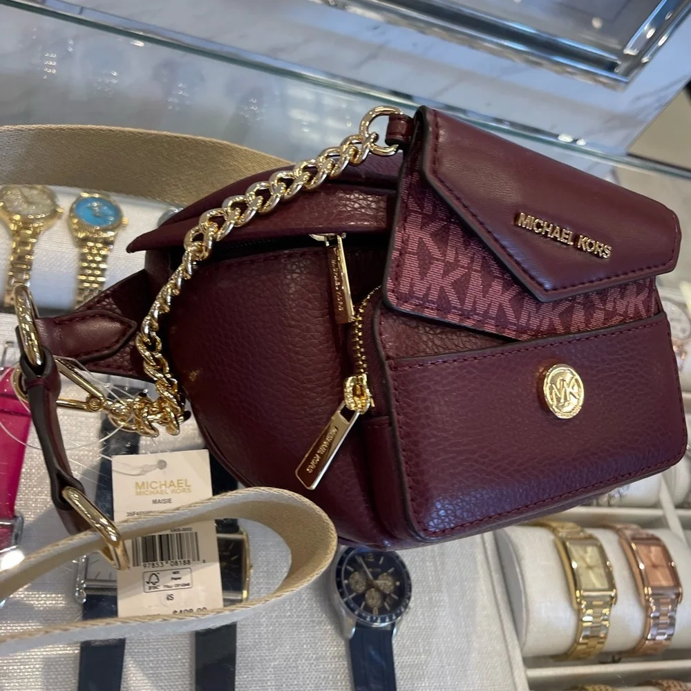 Michael Kors Maisie 2 In 1 Small Leather Waist pack Fanny pack Bag (Oxblood) MK